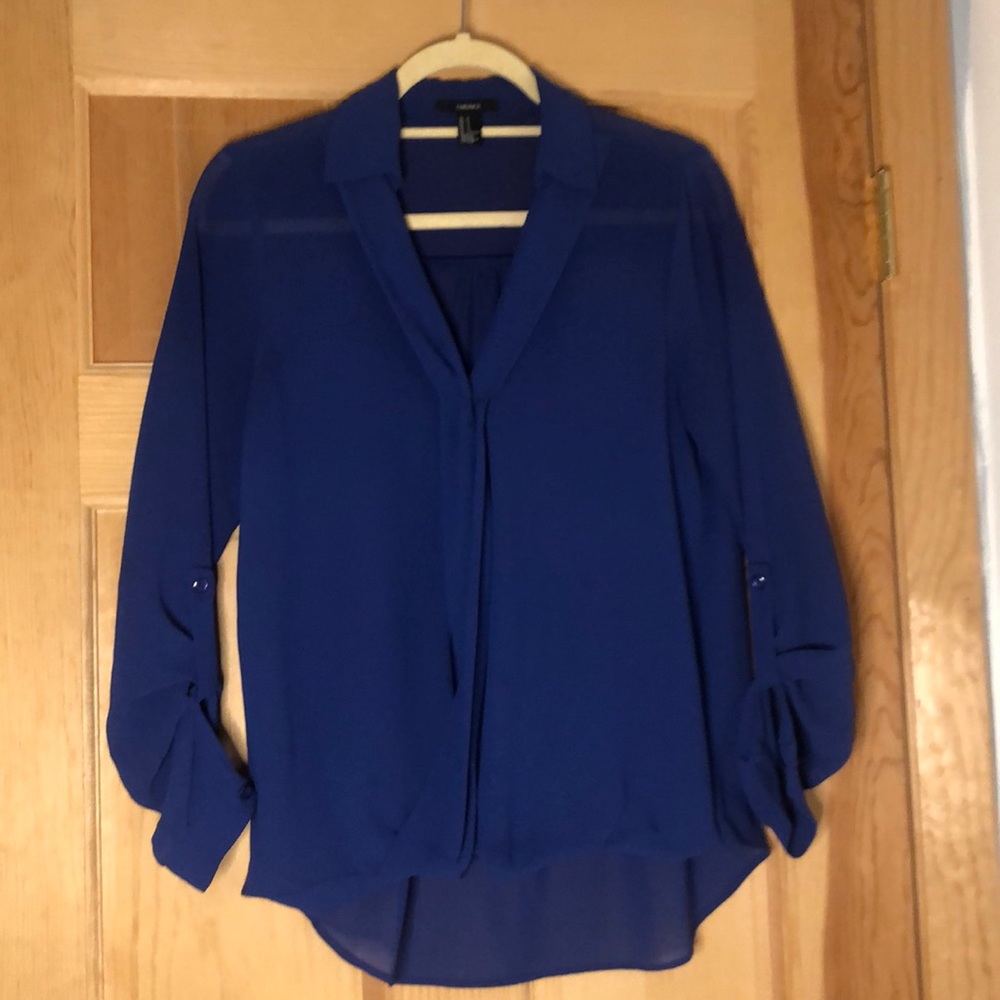Blue long sleeve work blouse forever 21